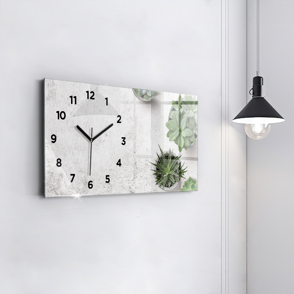 Ceas orizontale de perete din sticlă Plante decorative