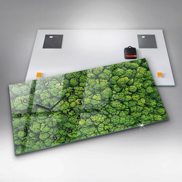 Ceas orizontale de perete din sticlă Pădure din vedere de ochi de pasăre