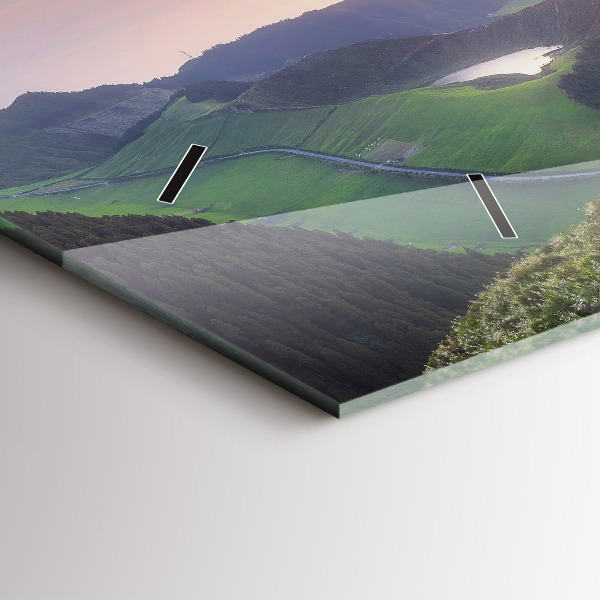 Ceas orizontale de perete din sticlă Peisaj montan