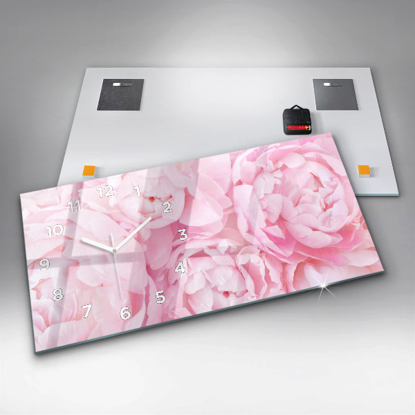 Ceas orizontale de perete din sticlă Flori înflorite