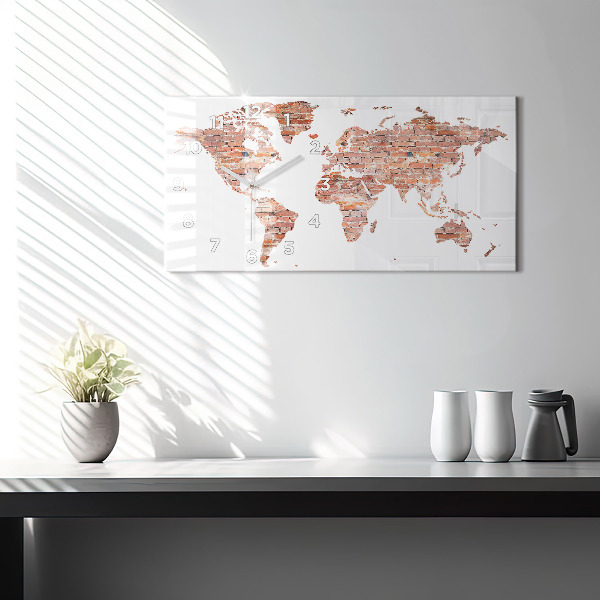 Ceas orizontale de perete din sticlă Hartă veche din cărămidă