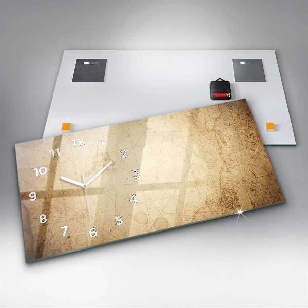 Ceas orizontale de perete din sticlă Harta lumii vechi