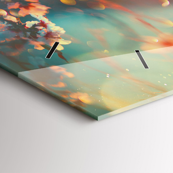 Ceas orizontale de perete din sticlă Flori de primavara