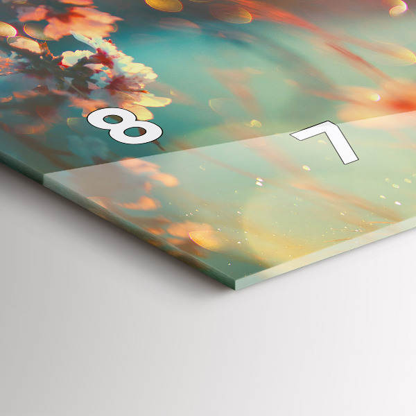 Ceas orizontale de perete din sticlă Flori de primavara