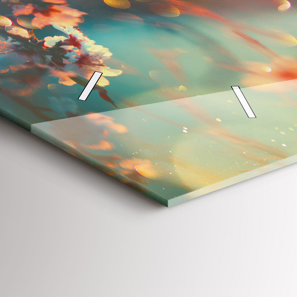 Ceas orizontale de perete din sticlă Flori de primavara