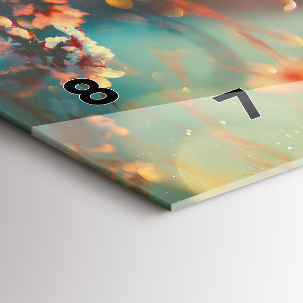 Ceas orizontale de perete din sticlă Flori de primavara