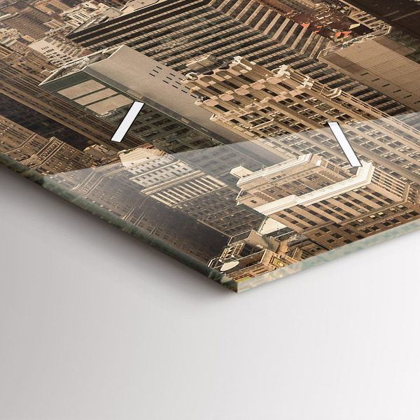 Ceas orizontale de perete din sticlă Peisajul orașului