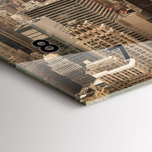 Ceas orizontale de perete din sticlă Peisajul orașului