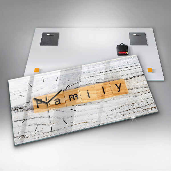 Ceas orizontale de perete din sticlă Familial