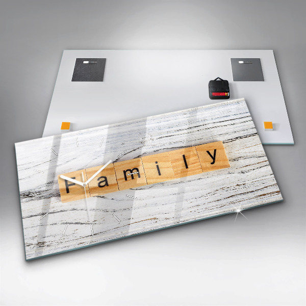 Ceas orizontale de perete din sticlă Familial