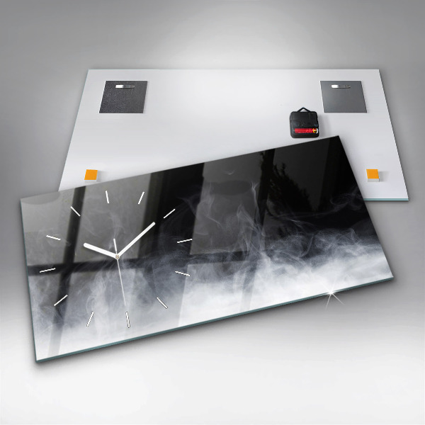 Ceas orizontale de perete din sticlă Fum