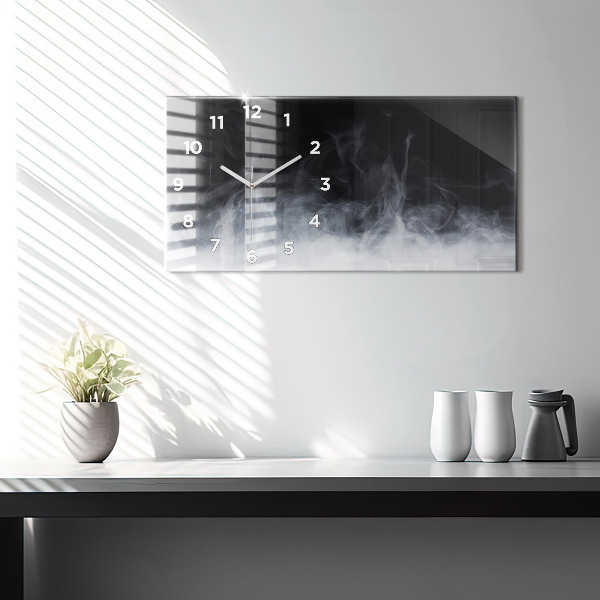 Ceas orizontale de perete din sticlă Fum