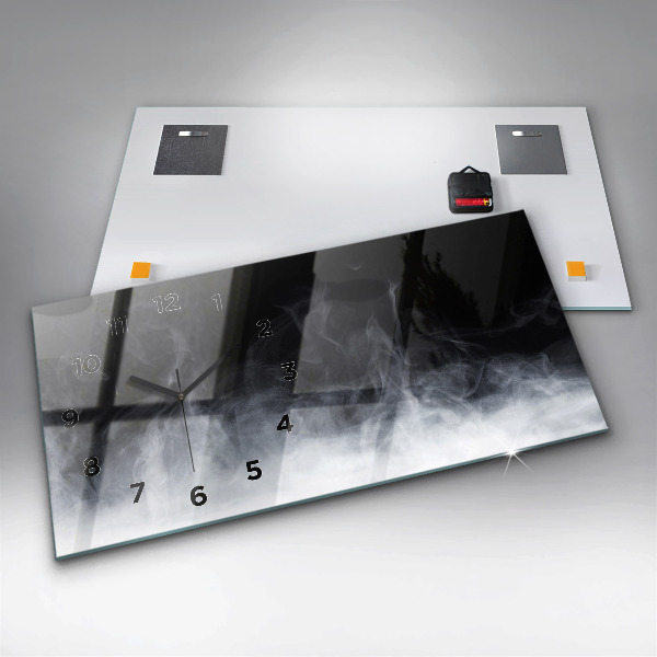 Ceas orizontale de perete din sticlă Fum