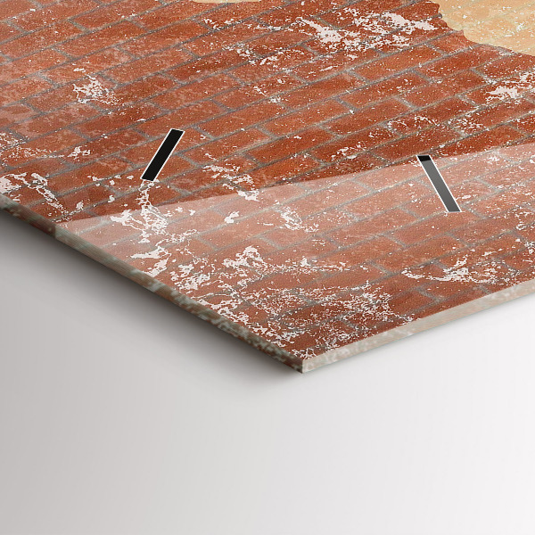 Ceas orizontale de perete din sticlă Harta lumii pe cărămidă