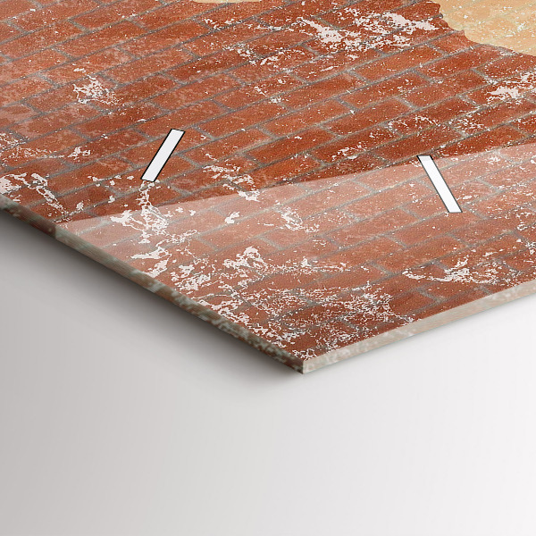 Ceas orizontale de perete din sticlă Harta lumii pe cărămidă