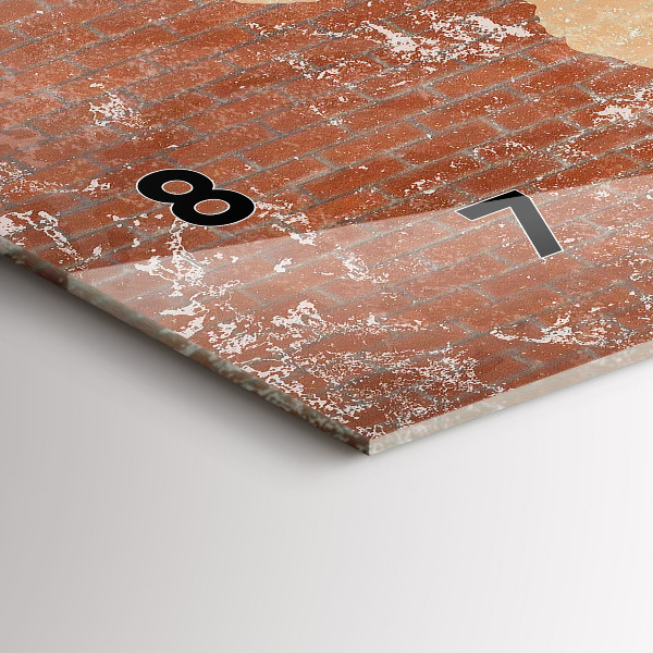 Ceas orizontale de perete din sticlă Harta lumii pe cărămidă