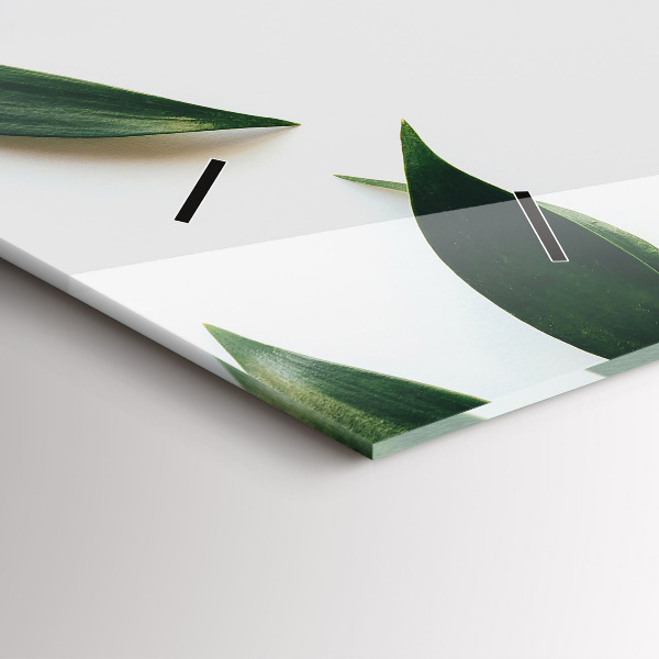 Ceas orizontale de perete din sticlă Rama de frunze