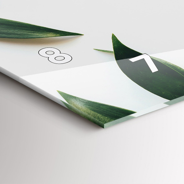 Ceas orizontale de perete din sticlă Rama de frunze