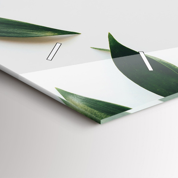 Ceas orizontale de perete din sticlă Rama de frunze