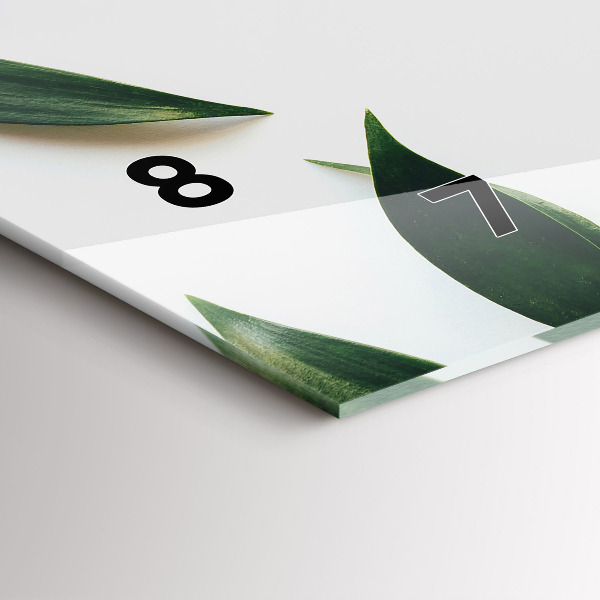 Ceas orizontale de perete din sticlă Rama de frunze