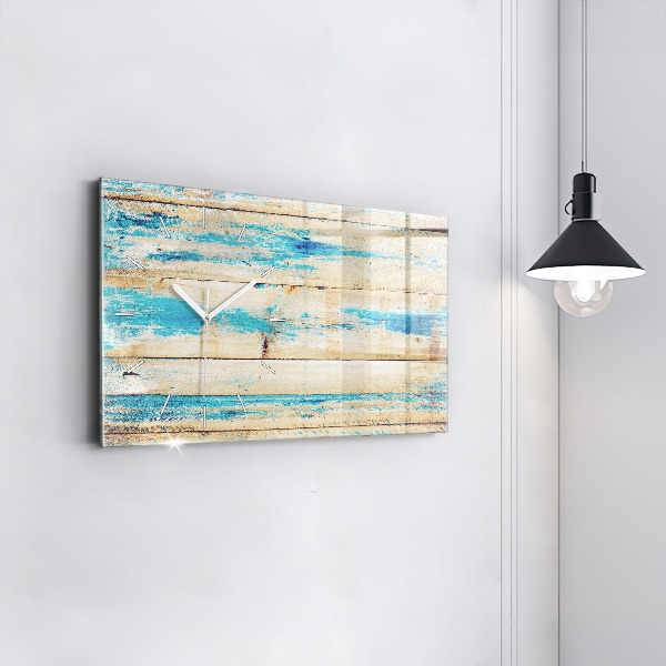 Ceas orizontale de perete din sticlă Lemn zgâriat