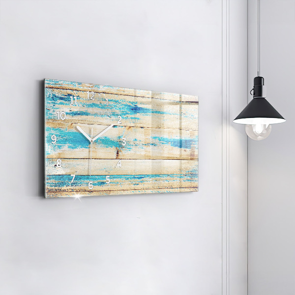 Ceas orizontale de perete din sticlă Lemn zgâriat