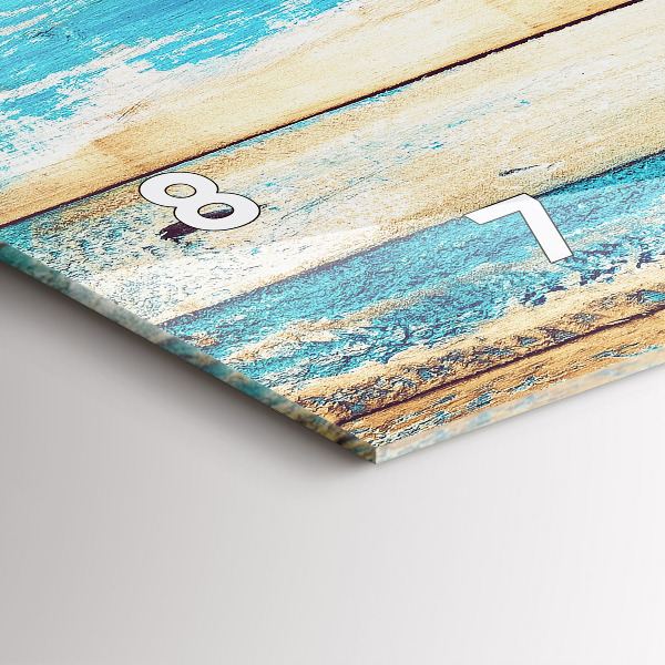 Ceas orizontale de perete din sticlă Lemn zgâriat