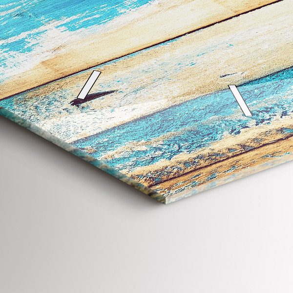 Ceas orizontale de perete din sticlă Lemn zgâriat