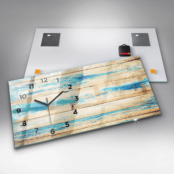 Ceas orizontale de perete din sticlă Lemn zgâriat