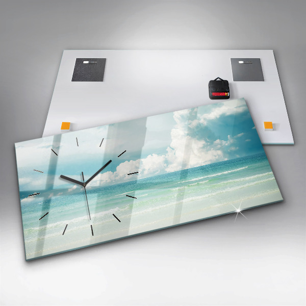 Ceas orizontale de perete din sticlă Peisaj maritim