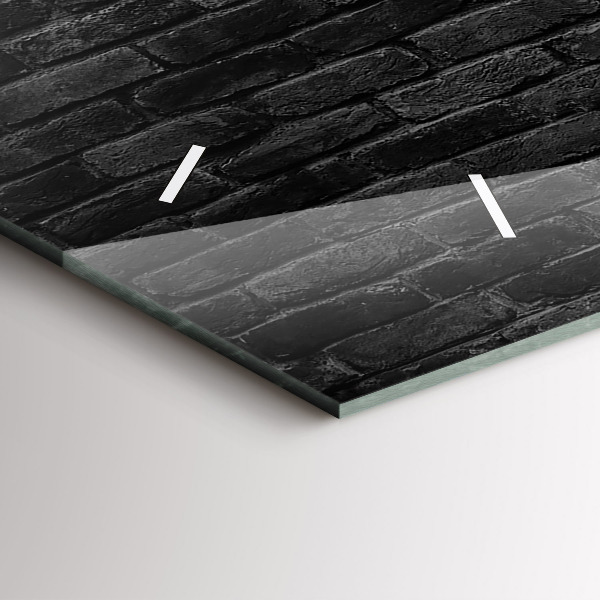 Ceas orizontale de perete din sticlă Zid de cărămidă închisă la culoare