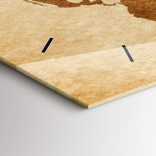 Ceas orizontale de perete din sticlă Harta lumii în stil vechi