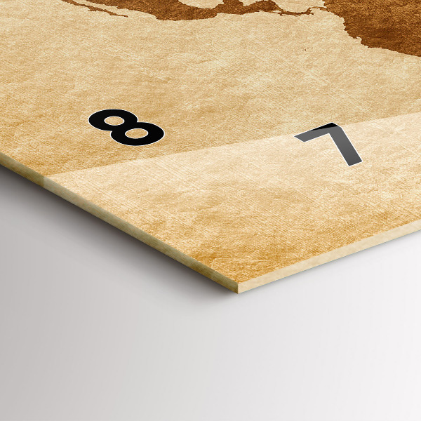 Ceas orizontale de perete din sticlă Harta lumii în stil vechi