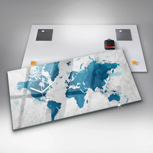 Ceas orizontale de perete din sticlă Harta lumii