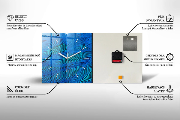 Ceas orizontale de perete din sticlă Trandafiri abstracti