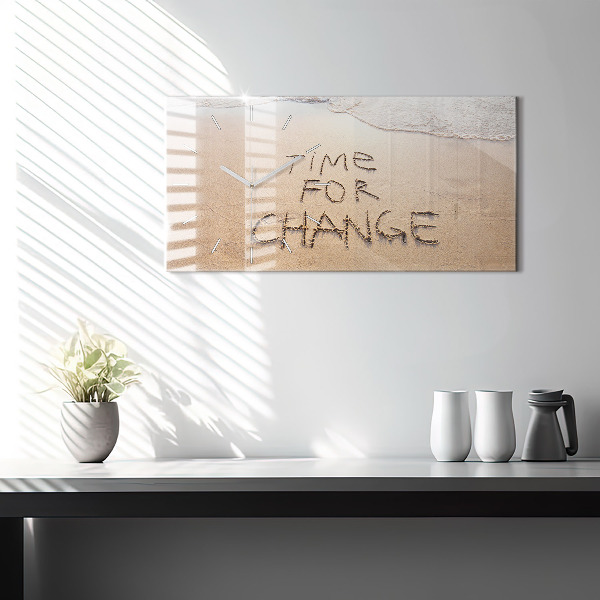 Ceas orizontale de perete din sticlă Citat de plajă