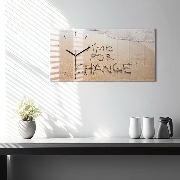 Ceas orizontale de perete din sticlă Citat de plajă