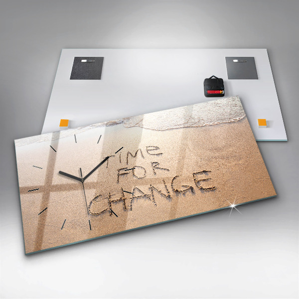 Ceas orizontale de perete din sticlă Citat de plajă