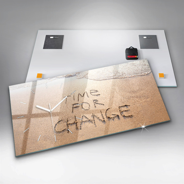 Ceas orizontale de perete din sticlă Citat de plajă