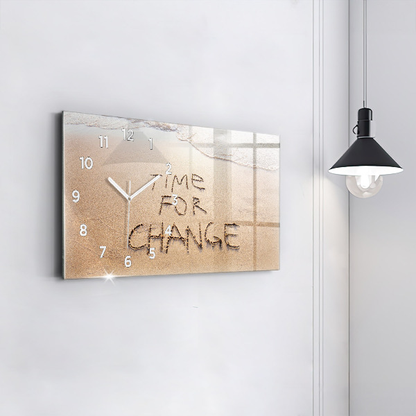 Ceas orizontale de perete din sticlă Citat de plajă