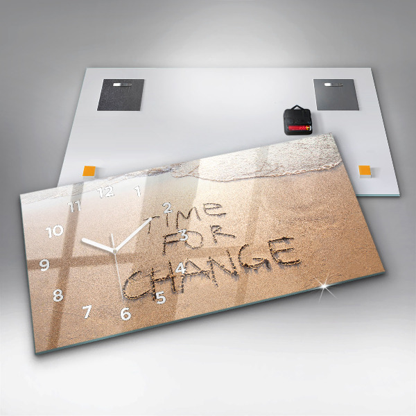 Ceas orizontale de perete din sticlă Citat de plajă