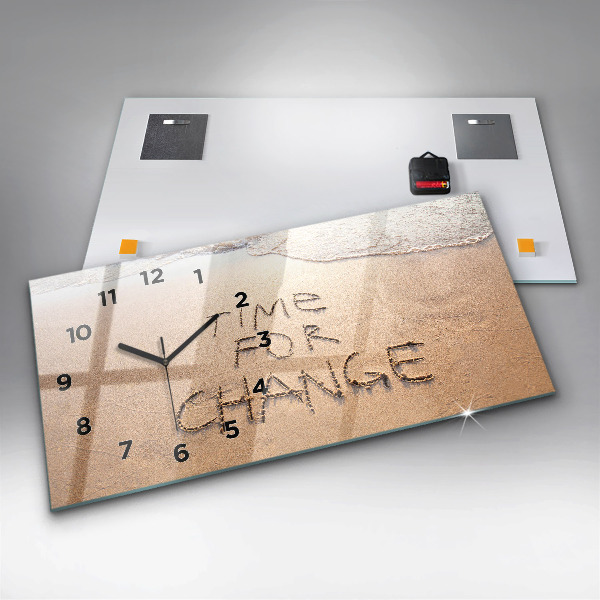 Ceas orizontale de perete din sticlă Citat de plajă