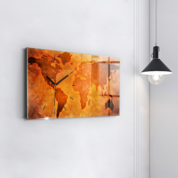 Ceas orizontale de perete din sticlă Harta mare a lumii