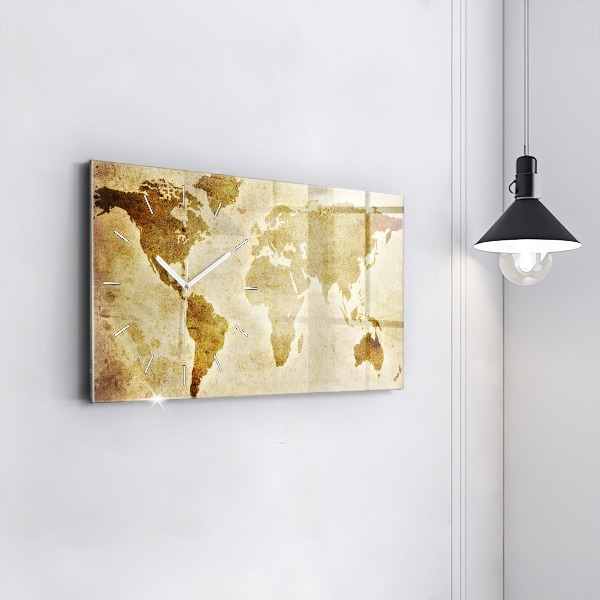 Ceas orizontale de perete din sticlă Harta lumii vechi