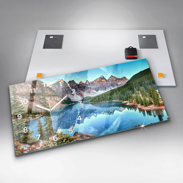 Ceas orizontale de perete din sticlă Peisaj montan