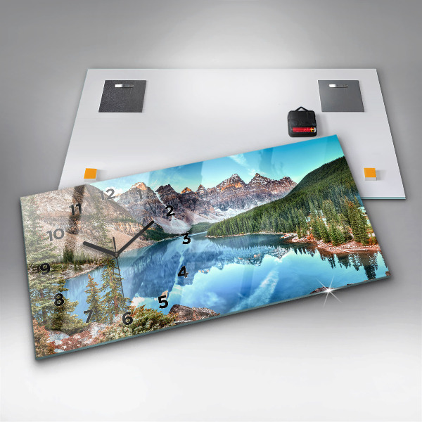 Ceas orizontale de perete din sticlă Peisaj montan