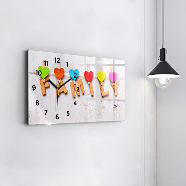 Ceas orizontale de perete din sticlă Inscripția familiei