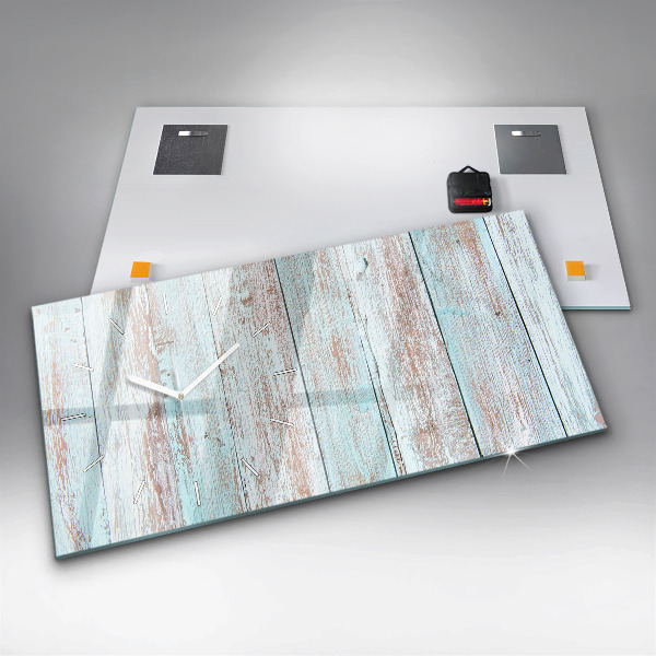 Ceas orizontale de perete din sticlă Lemn pastel