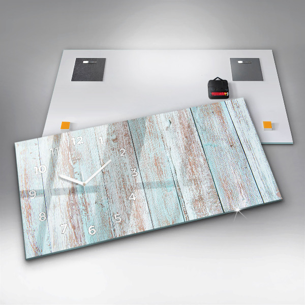 Ceas orizontale de perete din sticlă Lemn pastel
