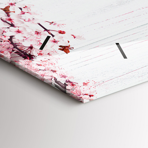 Ceas orizontale de perete din sticlă Flori de primavara